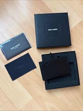 Saint Laurent Black Leather Mirror Card Case